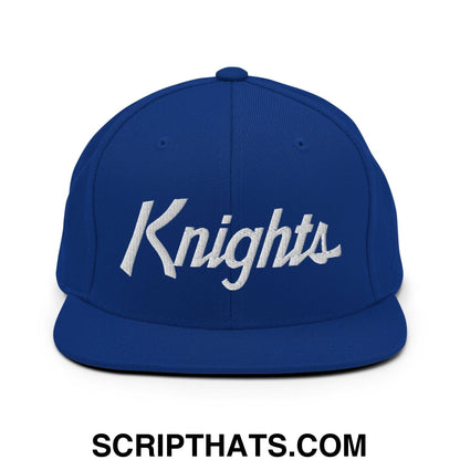 Knights School Mascot Script Snapback Hat Royal Blue