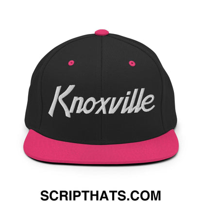 Knoxville Script Snapback Hat Black Neon Pink