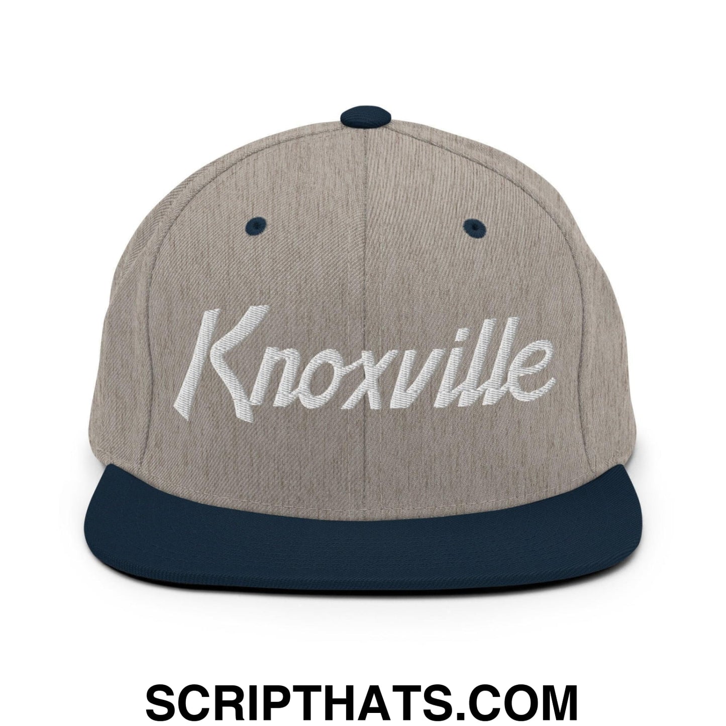 Knoxville Script Snapback Hat Heather Grey Navy