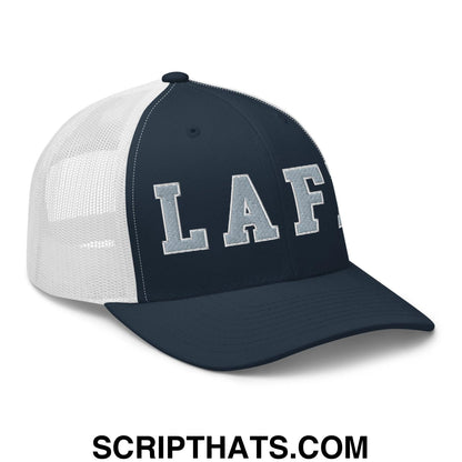 LAFD Los Angeles Fire Department Embroidered Mesh Trucker Hat Navy White