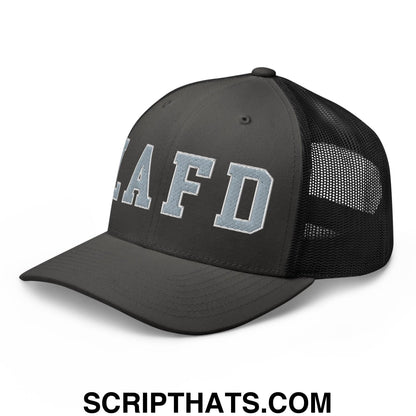 LAFD Los Angeles Fire Department Embroidered Mesh Trucker Hat Charcoal Black