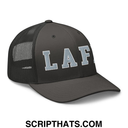 LAFD Los Angeles Fire Department Embroidered Mesh Trucker Hat Charcoal