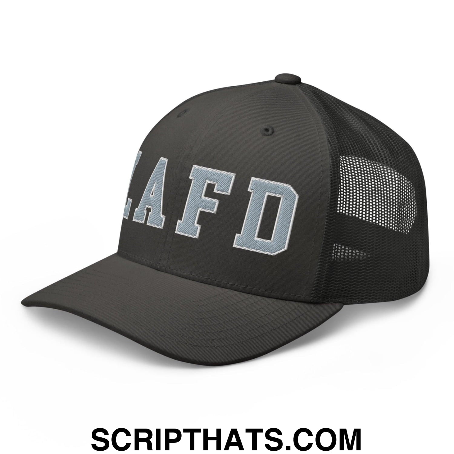 LAFD Los Angeles Fire Department Embroidered Mesh Trucker Hat Charcoal