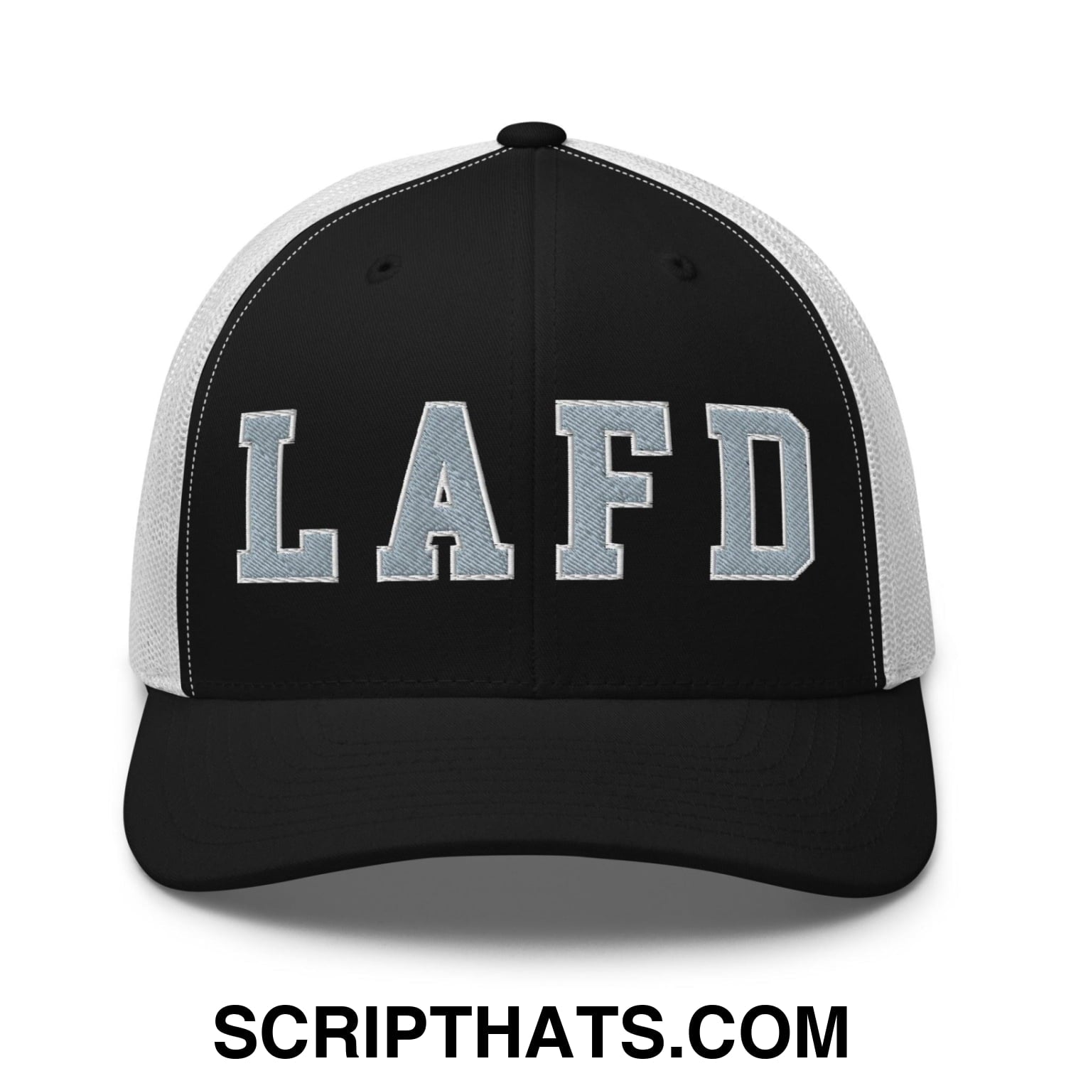 LAFD Los Angeles Fire Department Embroidered Mesh Trucker Hat Black White