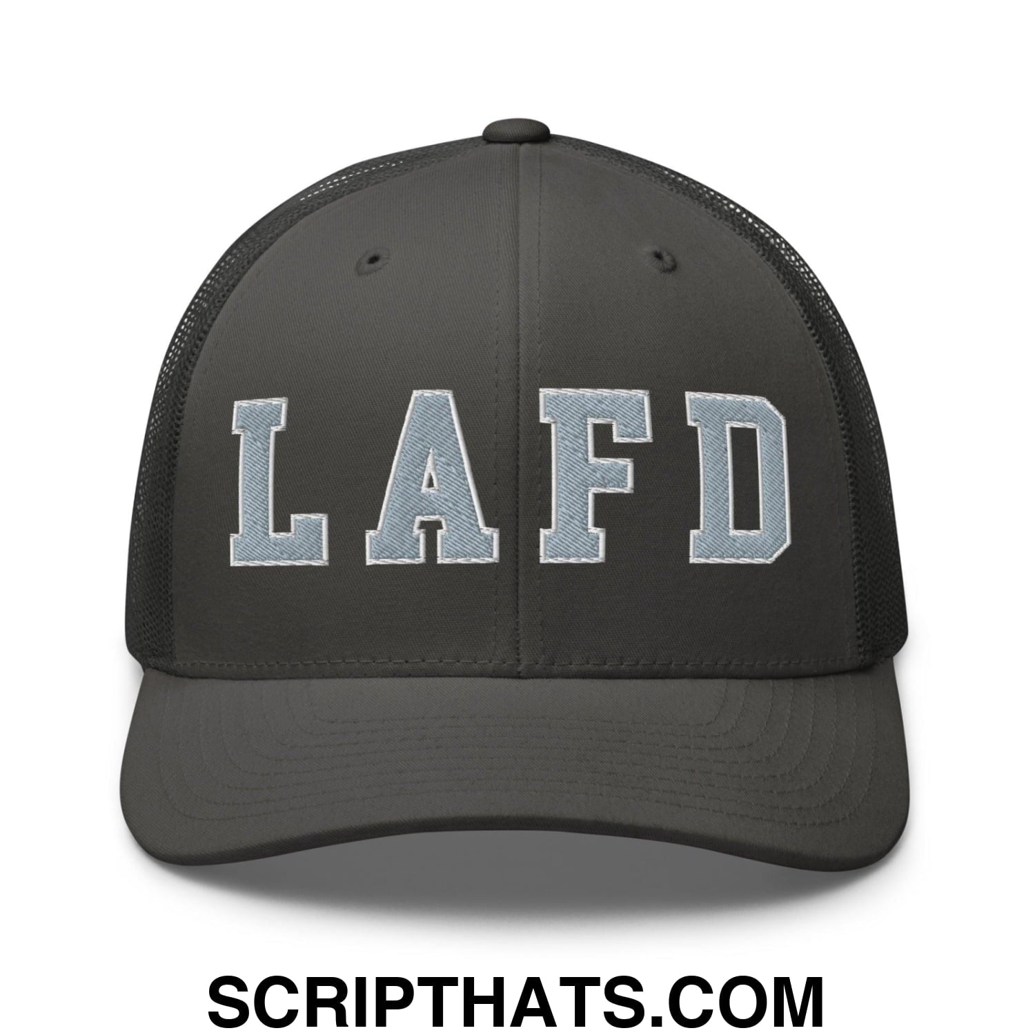 LAFD Los Angeles Fire Department Embroidered Mesh Trucker Hat Charcoal