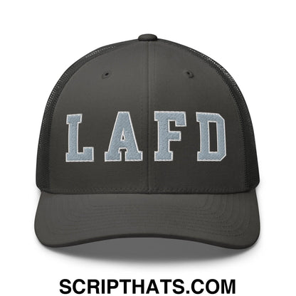 LAFD Los Angeles Fire Department Embroidered Mesh Trucker Hat Charcoal