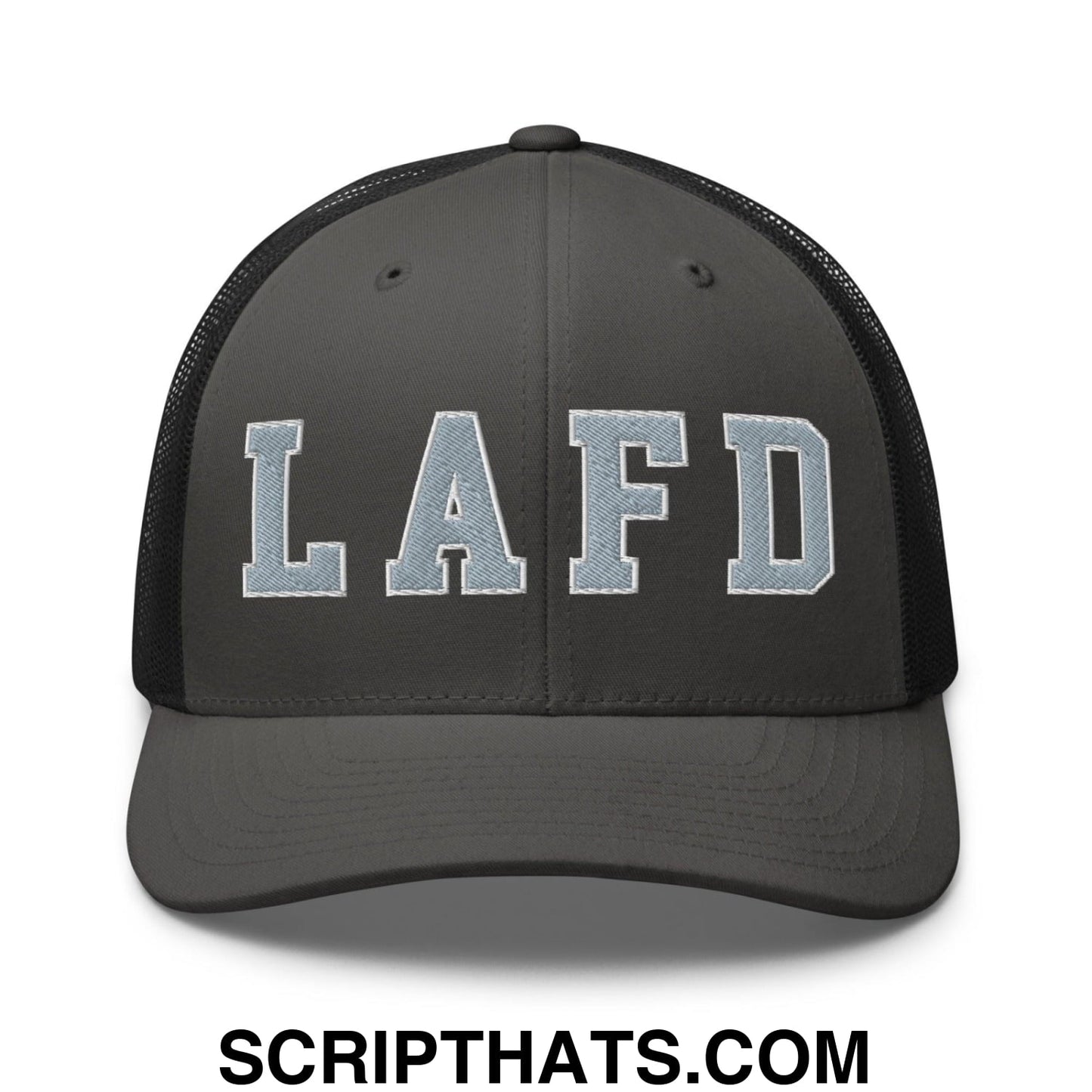 LAFD Los Angeles Fire Department Embroidered Mesh Trucker Hat Charcoal Black
