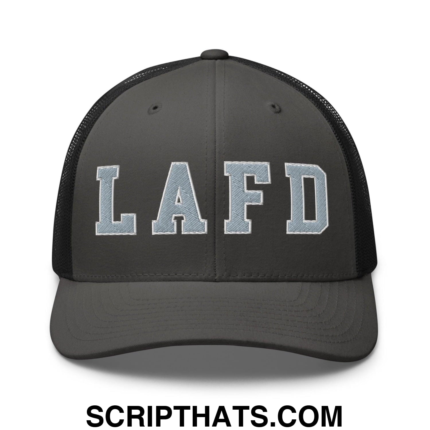 LAFD Los Angeles Fire Department Embroidered Mesh Trucker Hat Charcoal Black