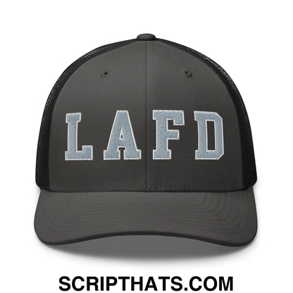 LAFD Los Angeles Fire Department Embroidered Mesh Trucker Hat Charcoal Black