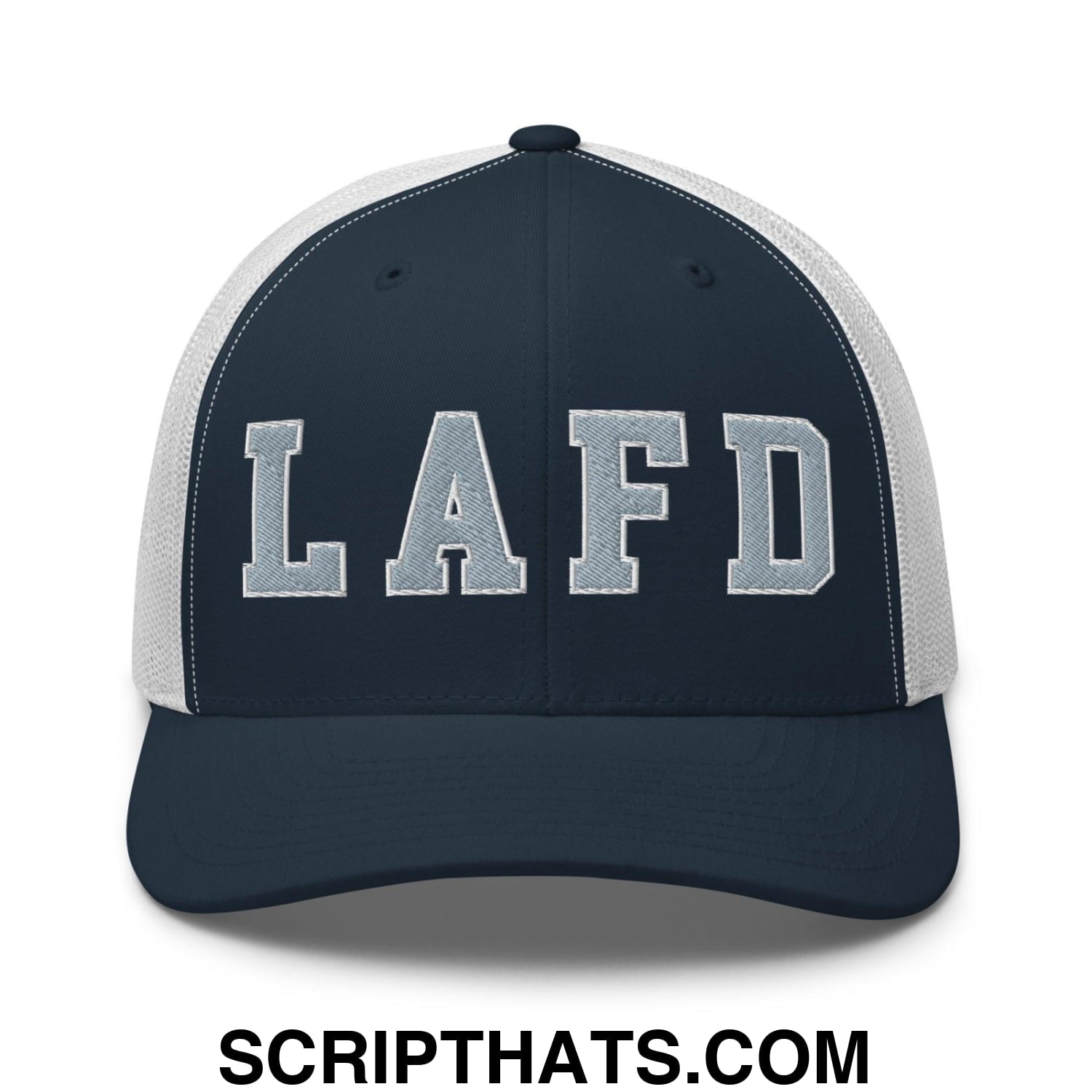LAFD Los Angeles Fire Department Embroidered Mesh Trucker Hat Navy White