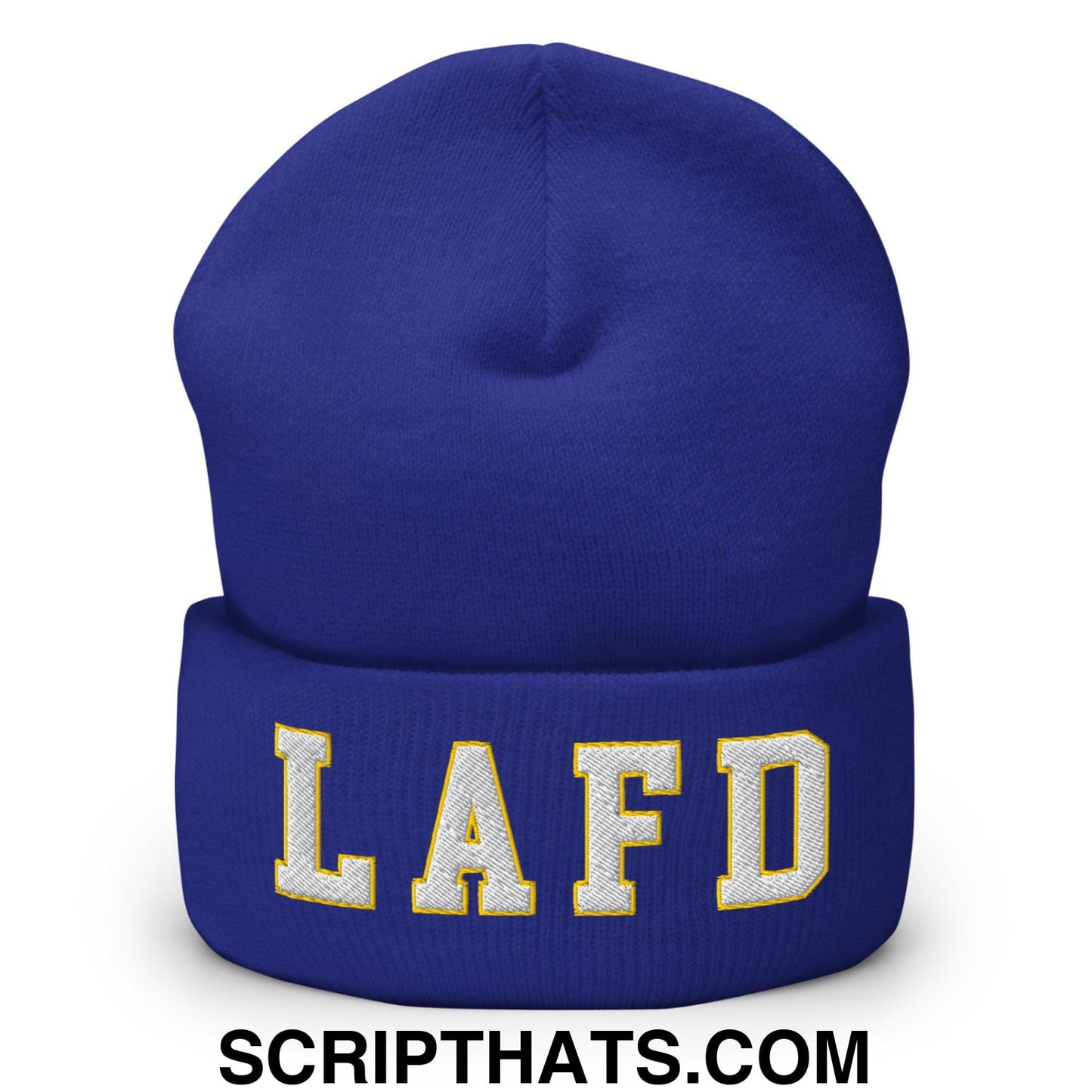 LAFD Los Angeles Fire Department Football Embroidered Knit Cuffed Beanie Default Title