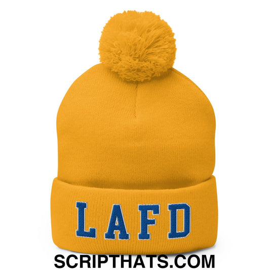 LAFD Los Angeles Fire Department Football Embroidered Knit Pom Pom Beanie Default Title