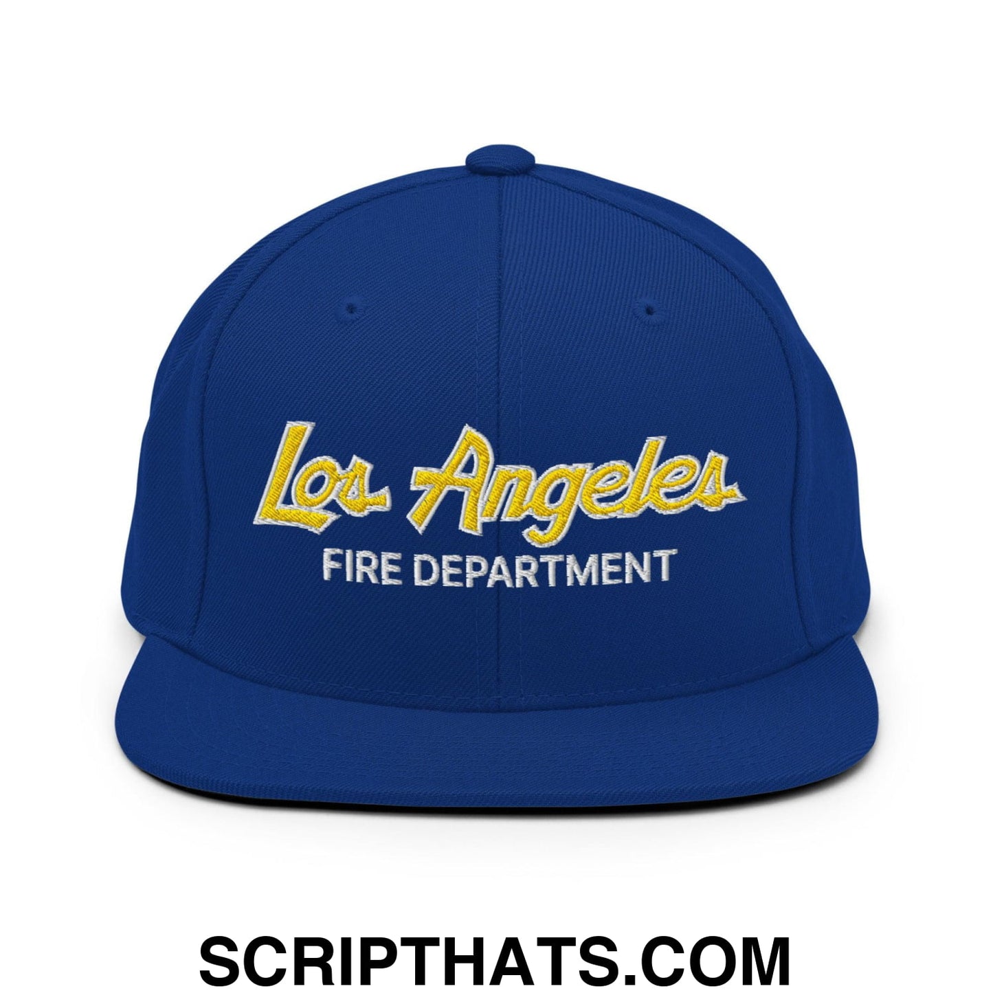LAFD Los Angeles Fire Department Football Vintage Sports Script Embroidered Flat Bill Brim Snapback Hat Default Title