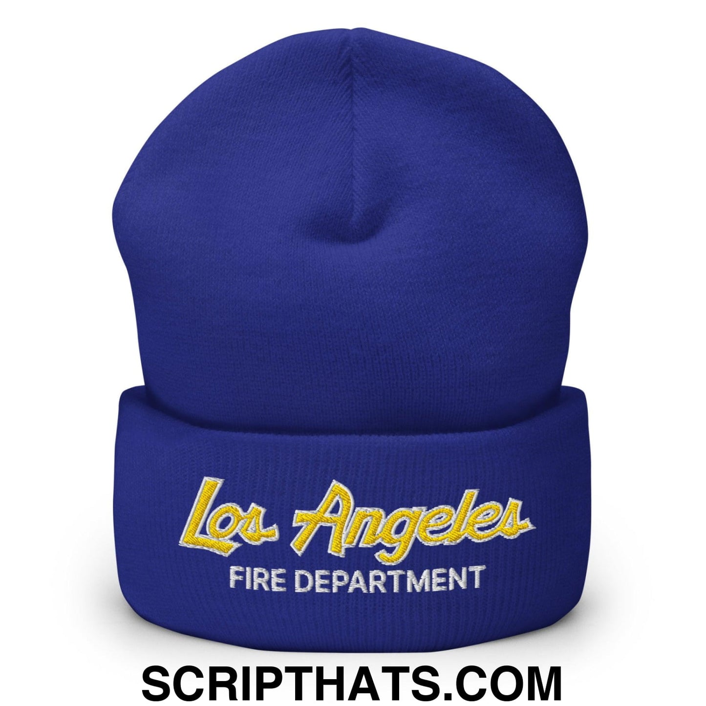 LAFD Los Angeles Fire Department Football Vintage Sports Script Embroidered Knit Cuffed Beanie Default Title