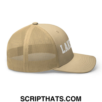 Lake Life Embroidered Mesh Trucker Hat Khaki
