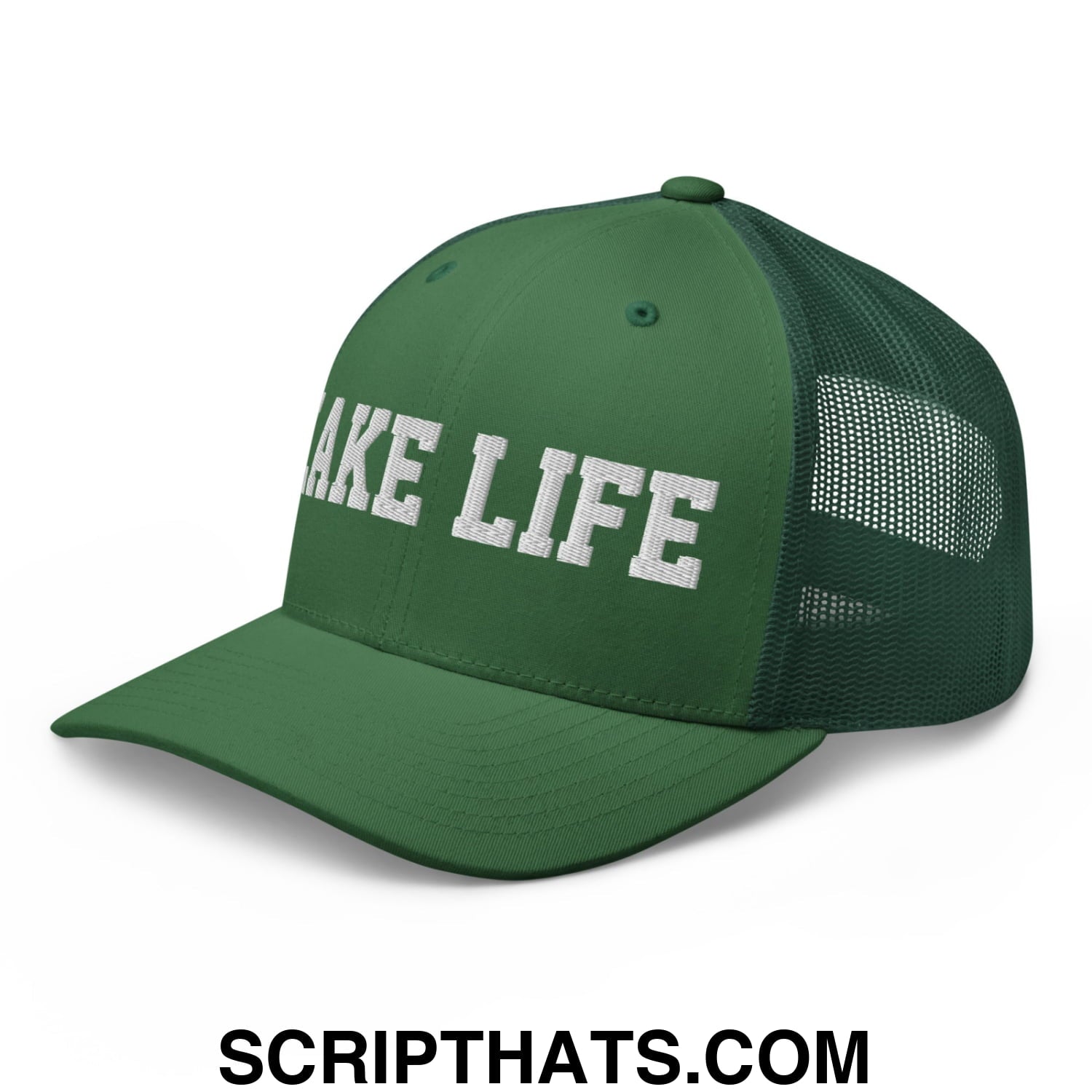 Lake Life Embroidered Mesh Trucker Hat Evergreen