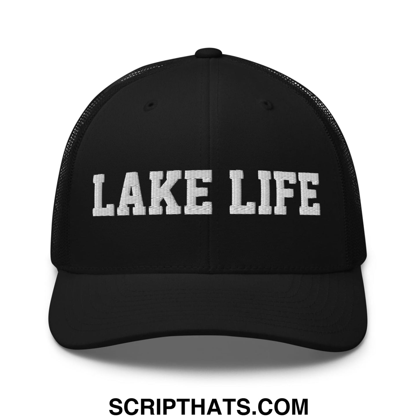 Lake Life Embroidered Mesh Trucker Hat Black