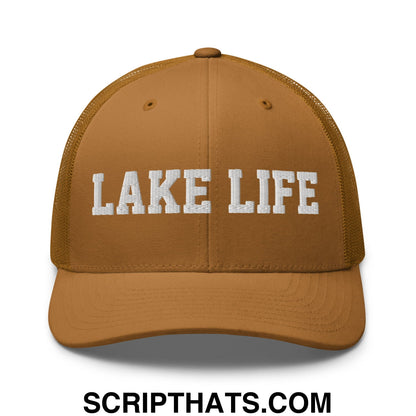 Lake Life Embroidered Mesh Trucker Hat Caramel