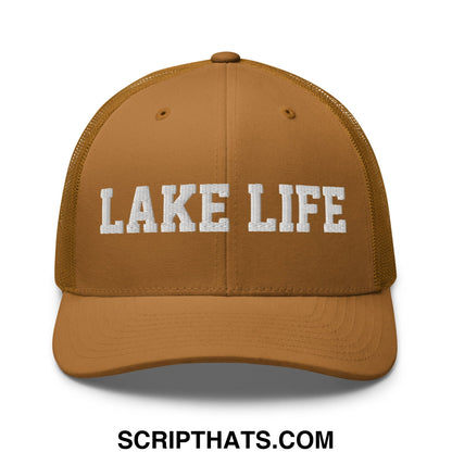 Lake Life Embroidered Mesh Trucker Hat Caramel