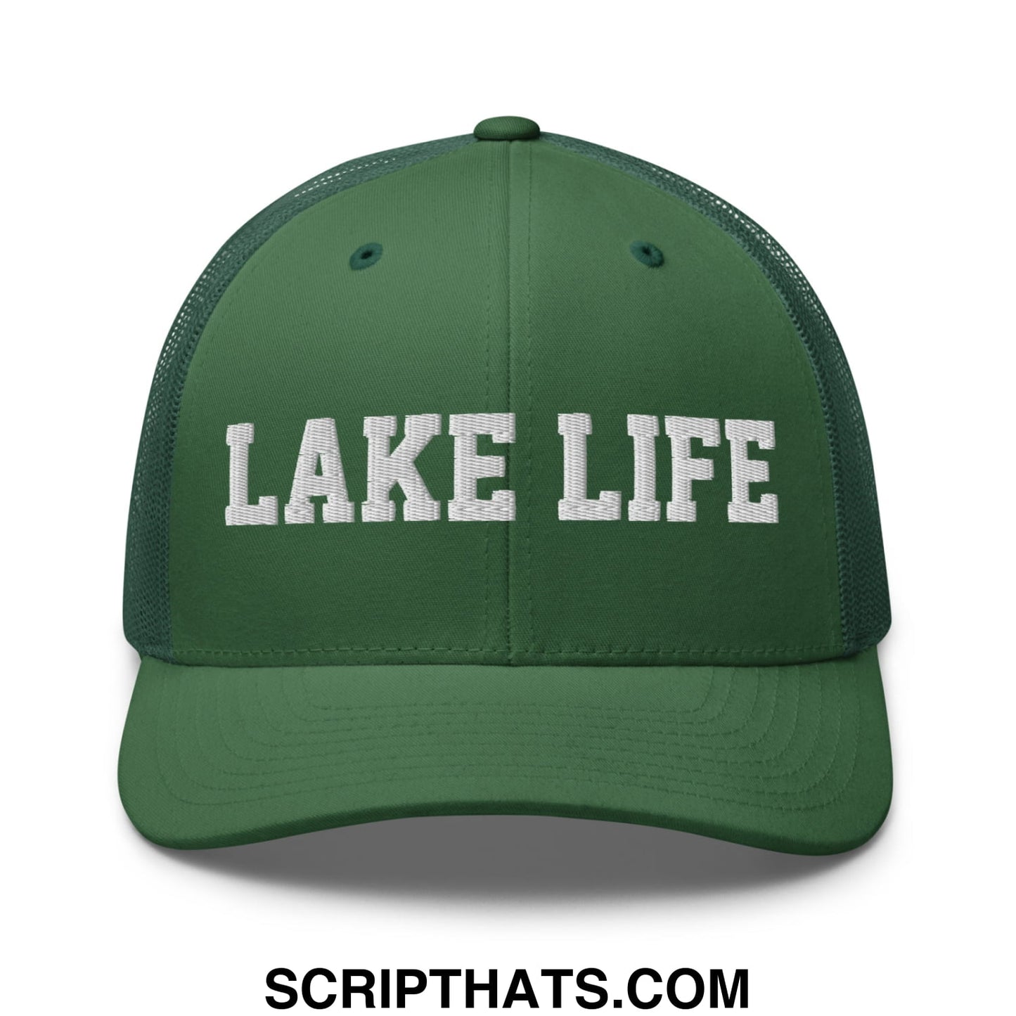 Lake Life Embroidered Mesh Trucker Hat Evergreen