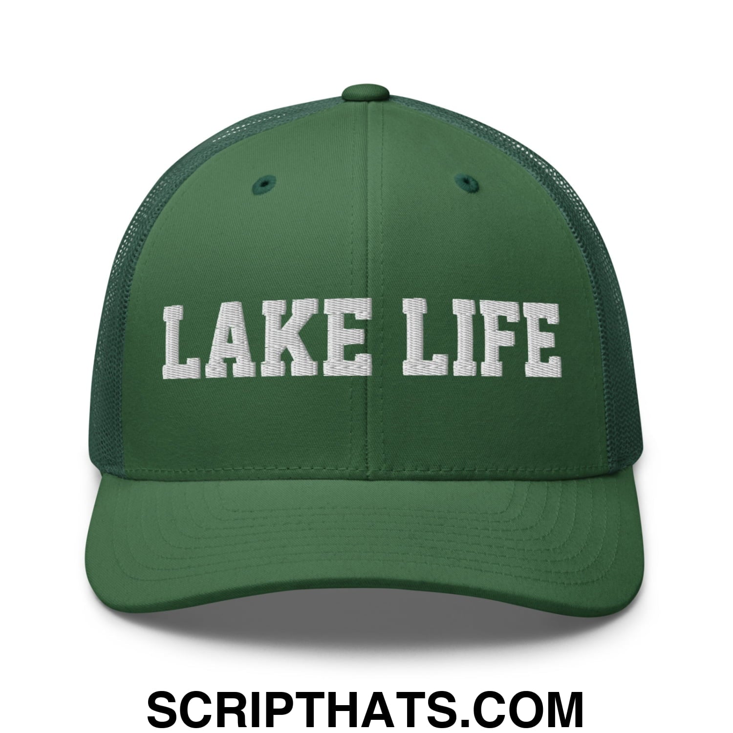 Lake Life Embroidered Mesh Trucker Hat Evergreen