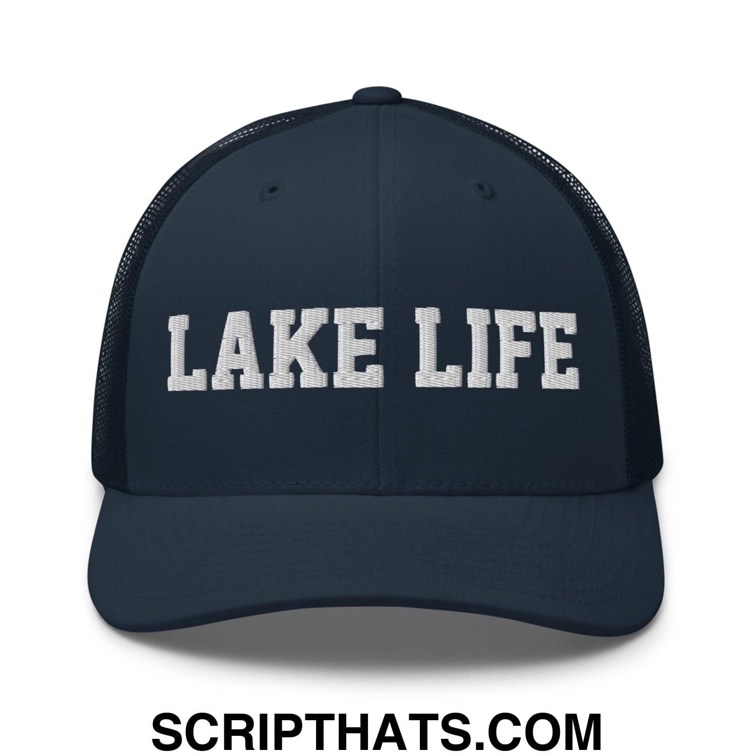Lake Life Embroidered Mesh Trucker Hat Navy