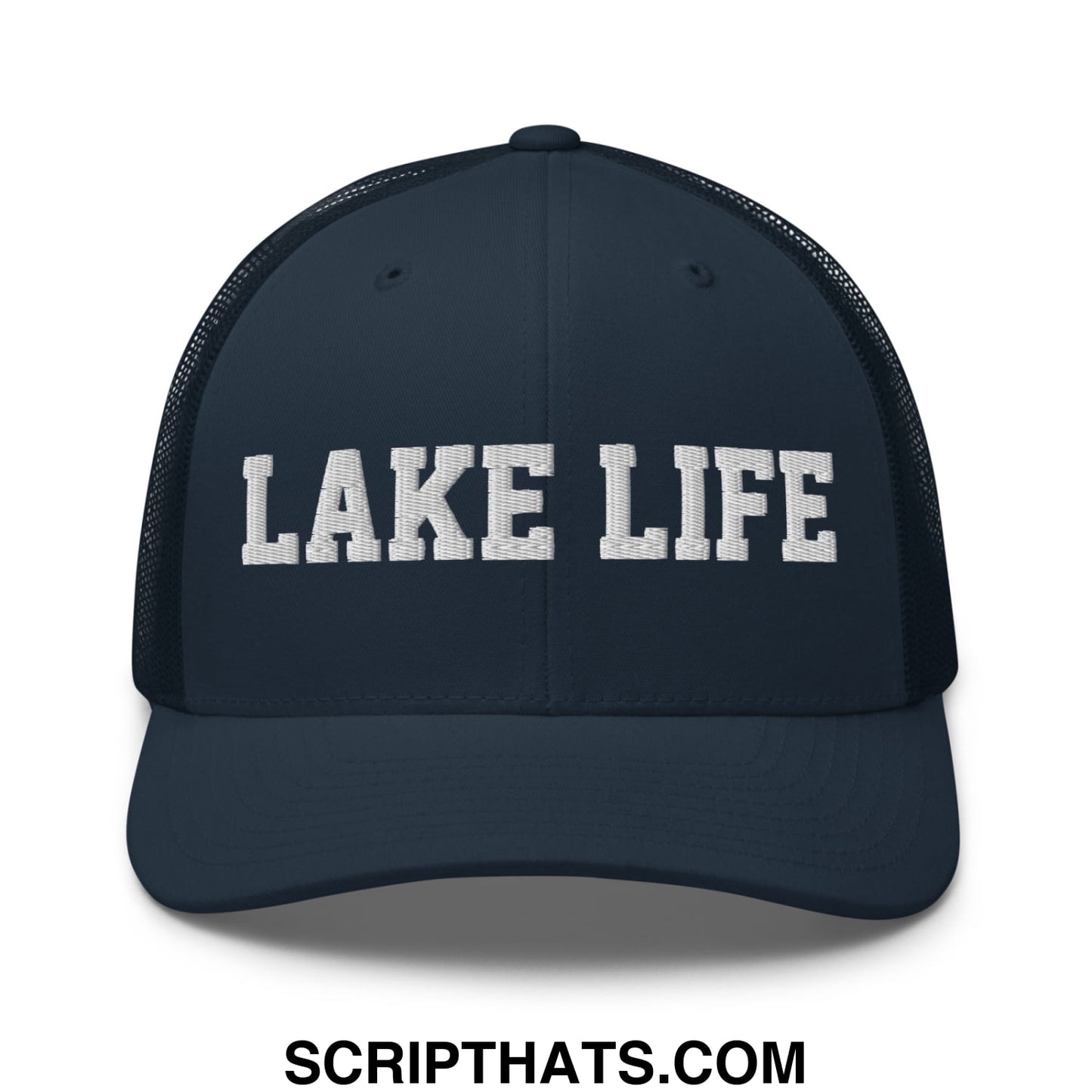 Lake Life Embroidered Mesh Trucker Hat Navy