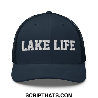 Lake Life Embroidered Mesh Trucker Hat Navy