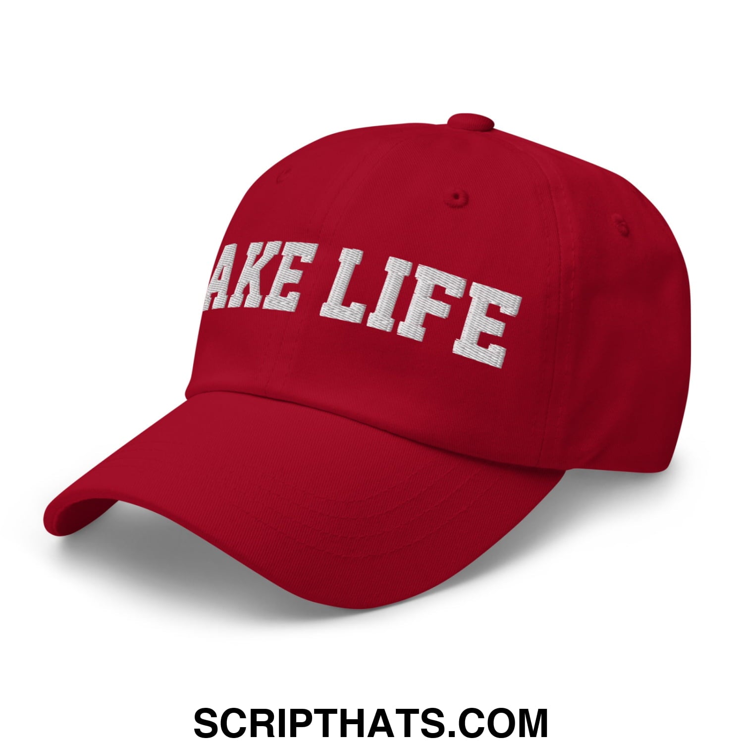 Lake Life Embroidered Unstructured Dad Hat Cranberry