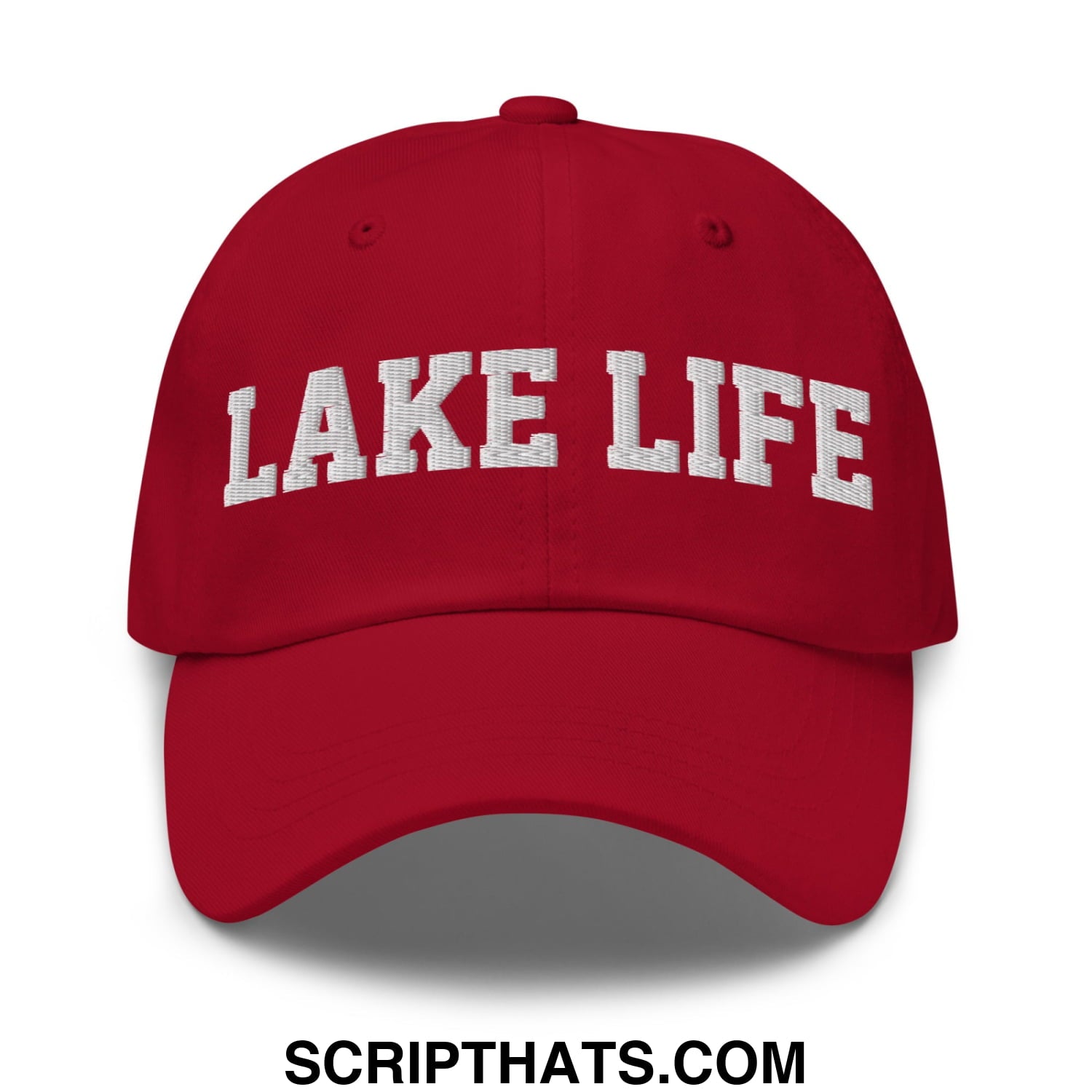 Lake Life Embroidered Unstructured Dad Hat Cranberry