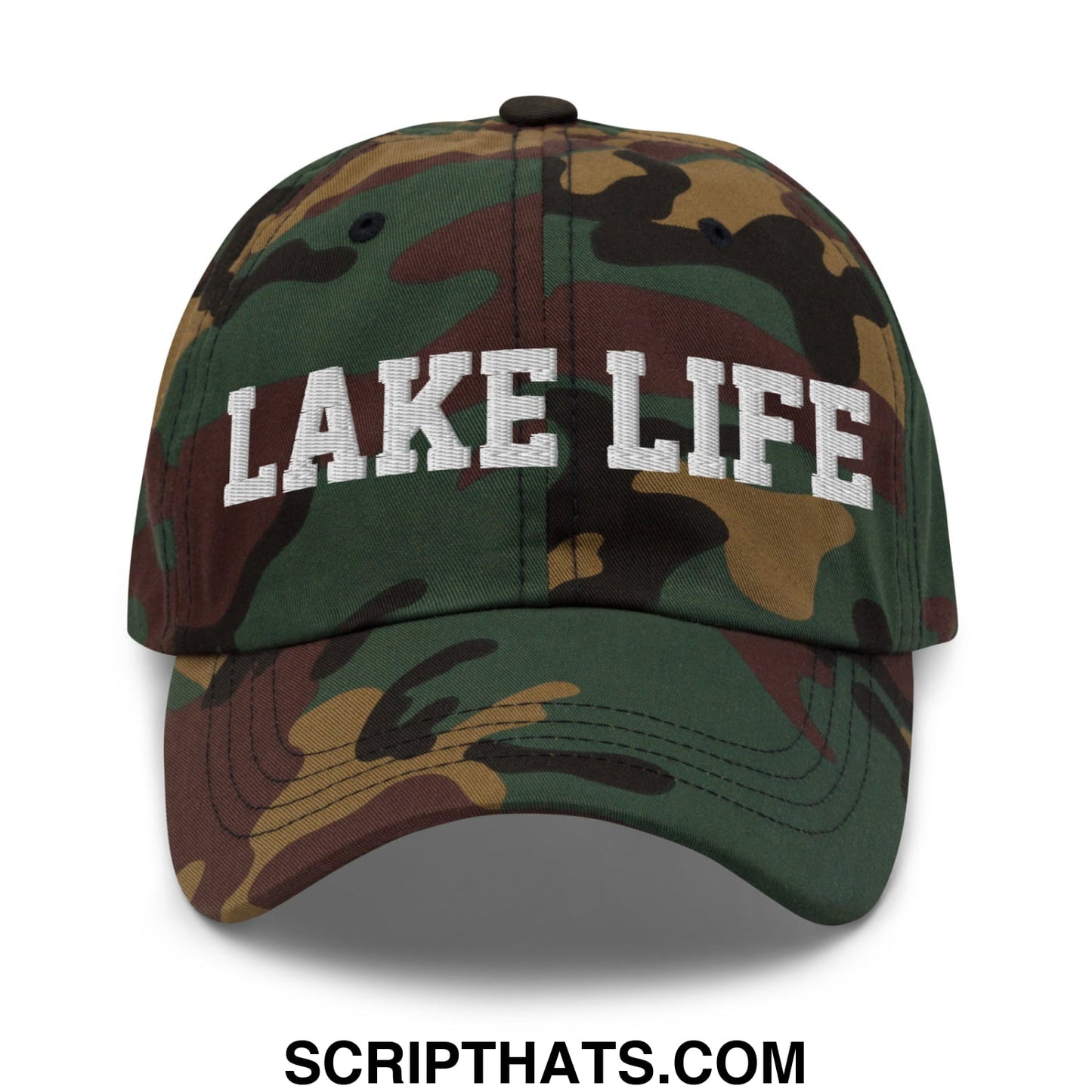 Lake Life Embroidered Unstructured Dad Hat Green Camo
