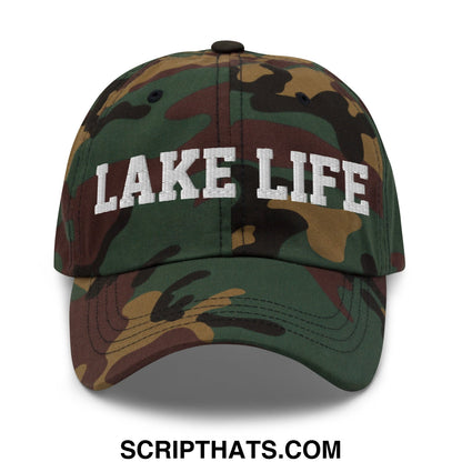 Lake Life Embroidered Unstructured Dad Hat Green Camo