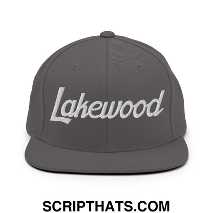 Lakewood Script Snapback Hat Dark Grey