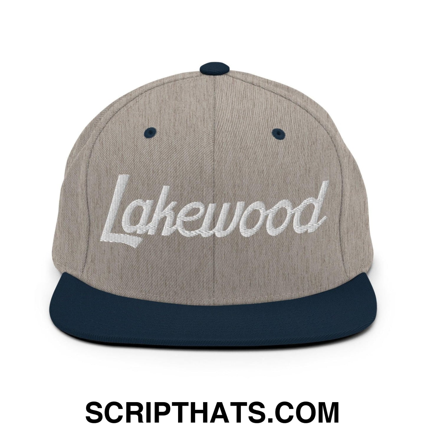 Lakewood Script Snapback Hat Heather Grey Navy