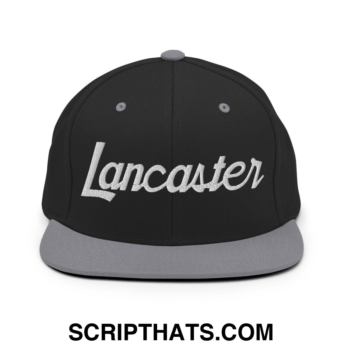 Lancaster Script Snapback Hat Black Silver