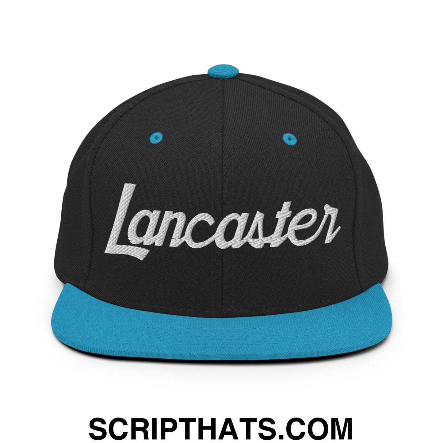 Lancaster Script Snapback Hat Black Teal