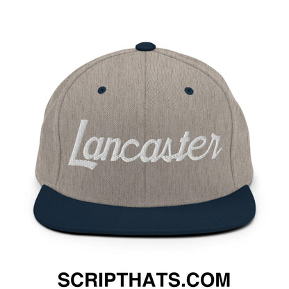 Lancaster Script Snapback Hat Heather Grey Navy