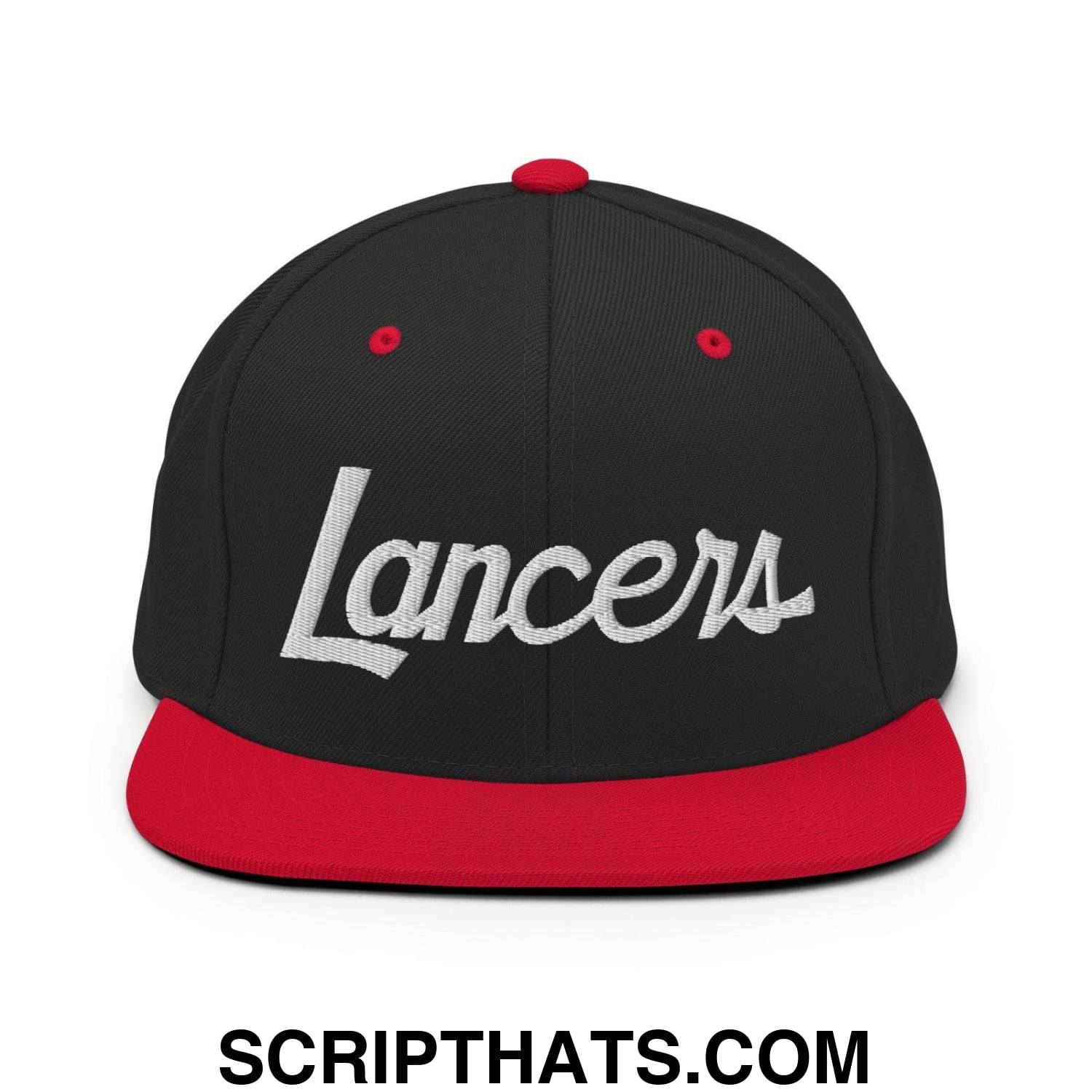 Lancers School Mascot Script Snapback Hat Black Red