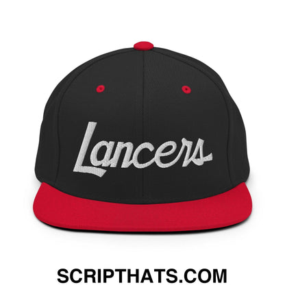 Lancers School Mascot Script Snapback Hat Black Red