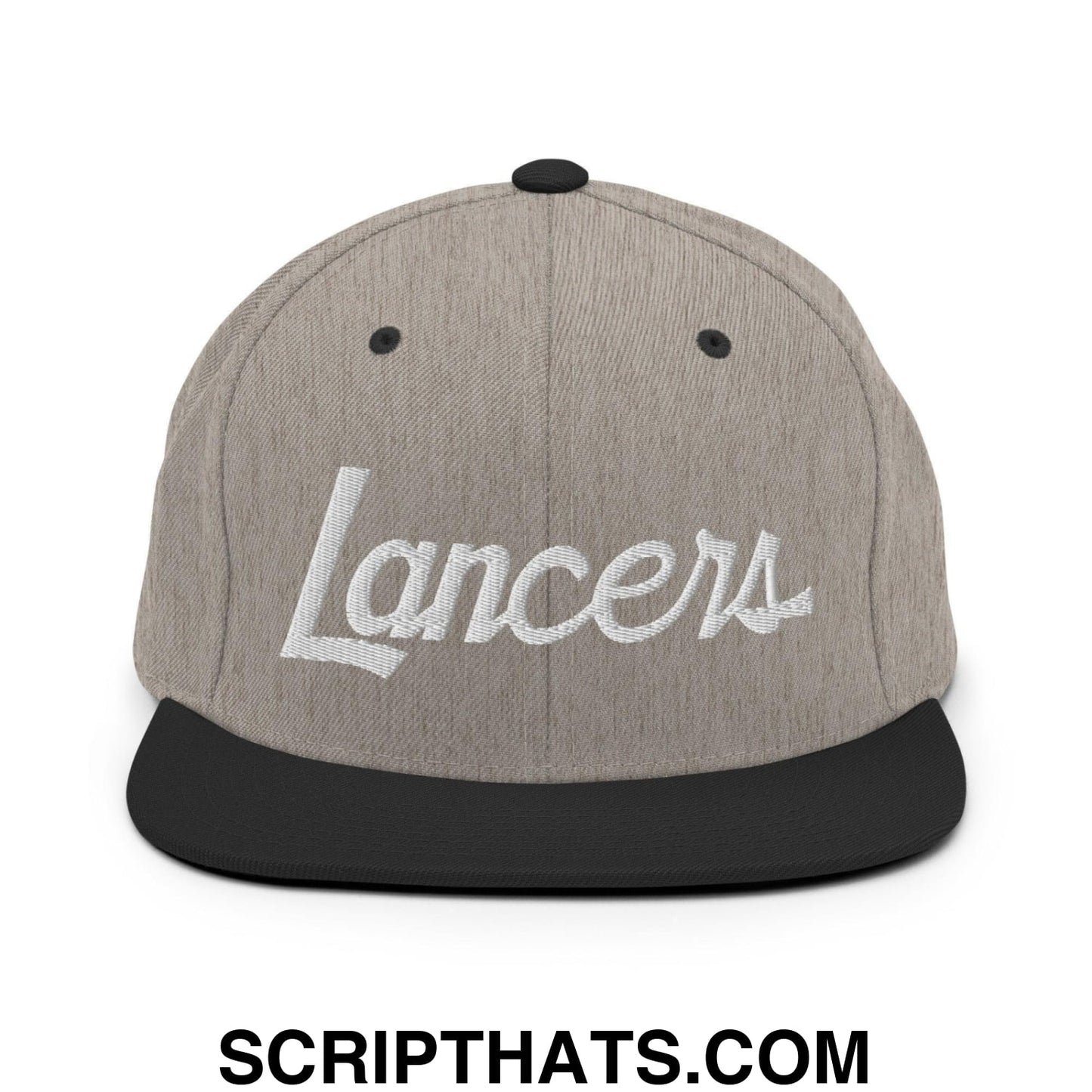 Lancers School Mascot Script Snapback Hat Heather Black