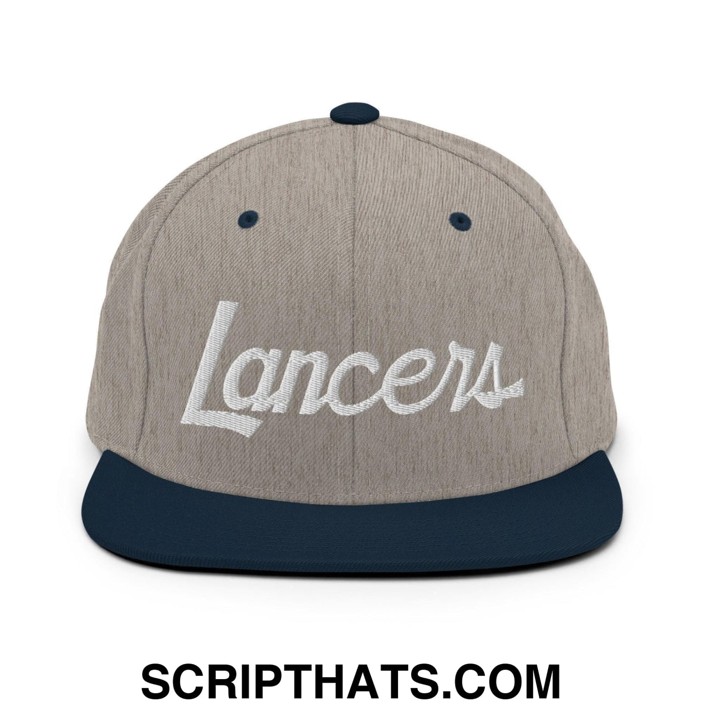 Lancers School Mascot Script Snapback Hat Heather Grey Navy
