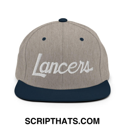 Lancers School Mascot Script Snapback Hat Heather Grey Navy