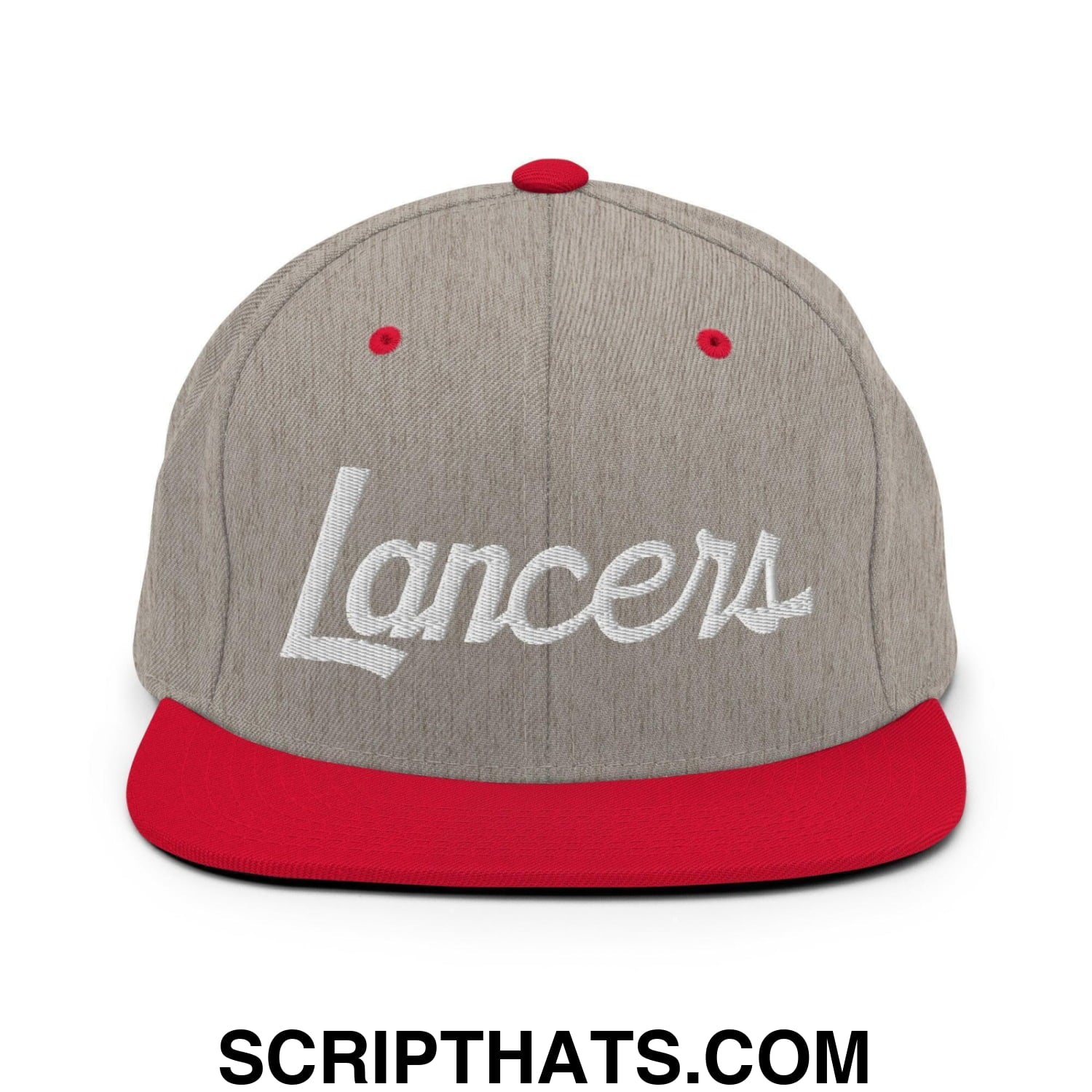 Lancers School Mascot Script Snapback Hat Heather Grey Red