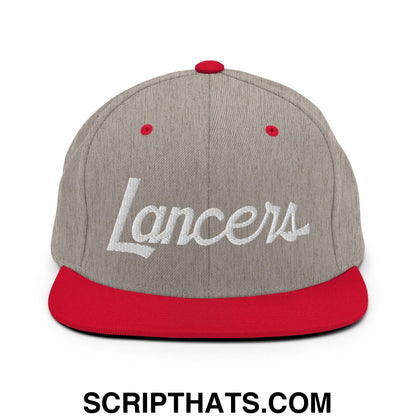 Lancers School Mascot Script Snapback Hat Heather Grey Red