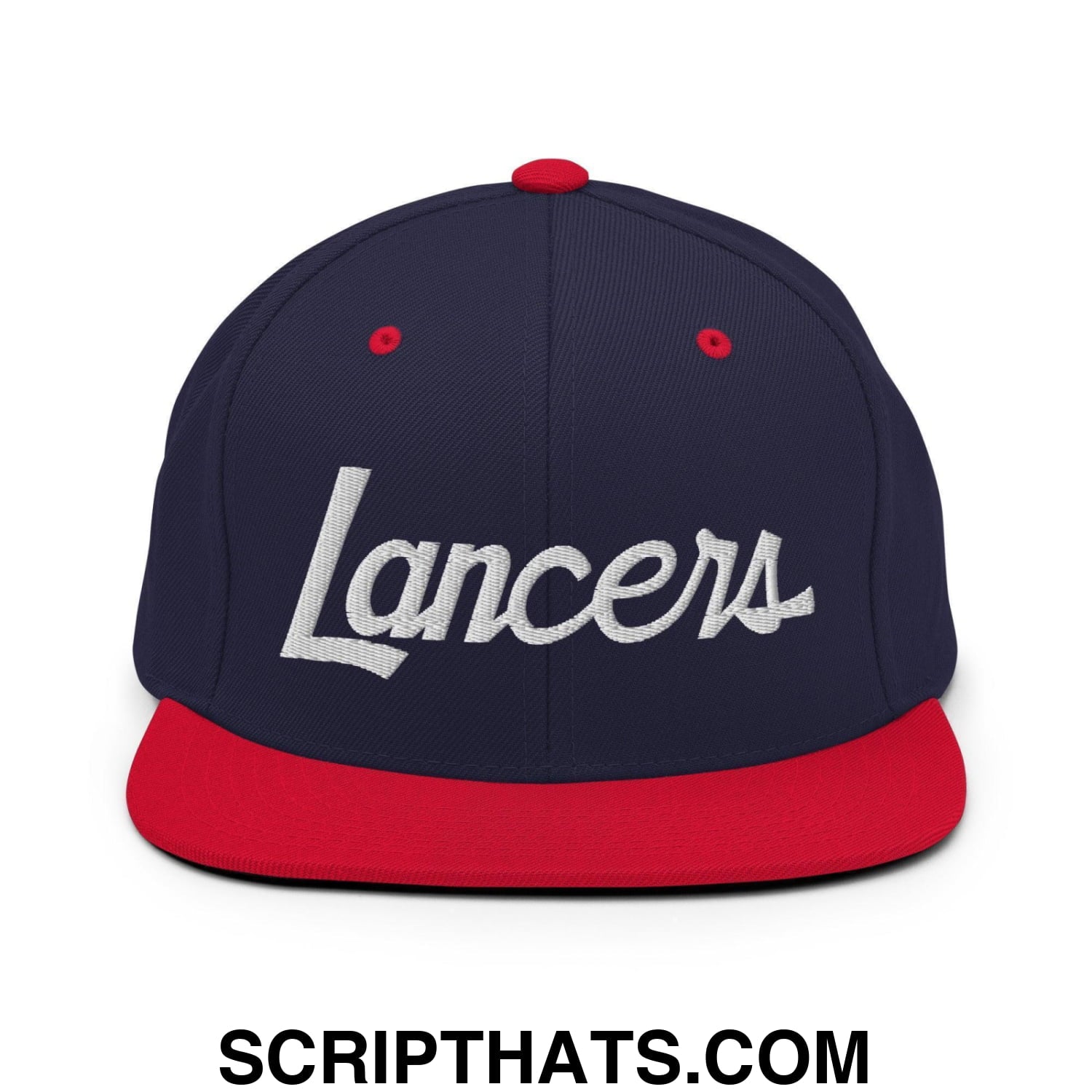 Lancers School Mascot Script Snapback Hat Navy Red