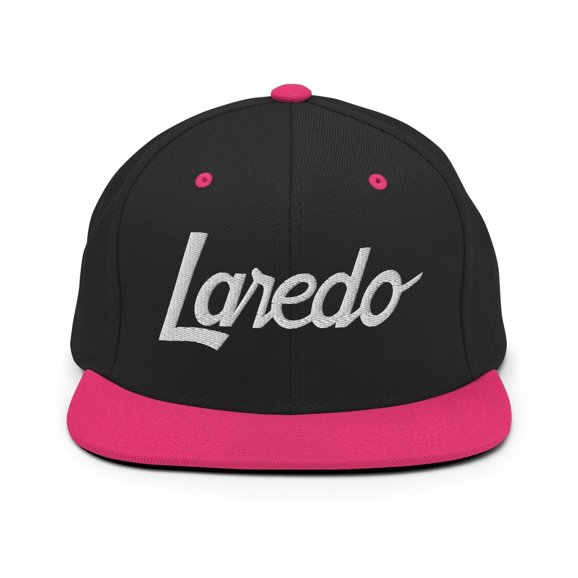 Laredo Script Snapback Hat Black/ Neon Pink