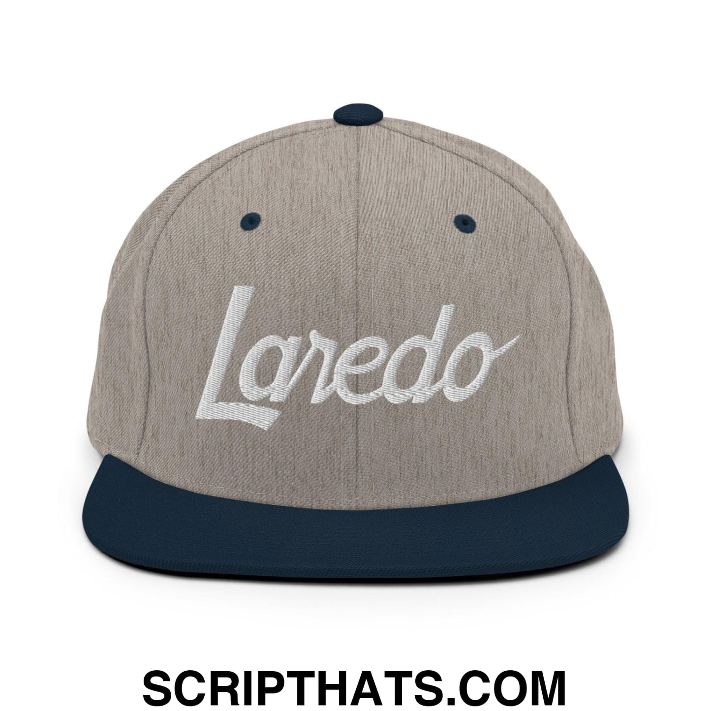 Laredo Script Snapback Hat Heather Grey Navy