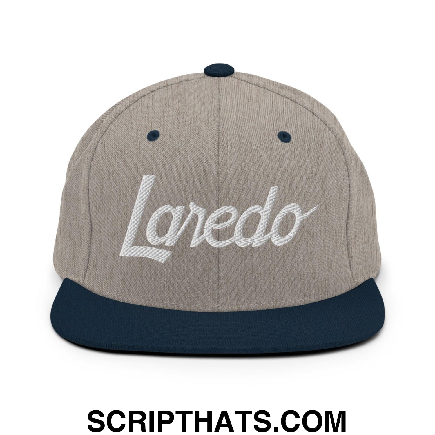 Laredo Script Snapback Hat Heather Grey Navy