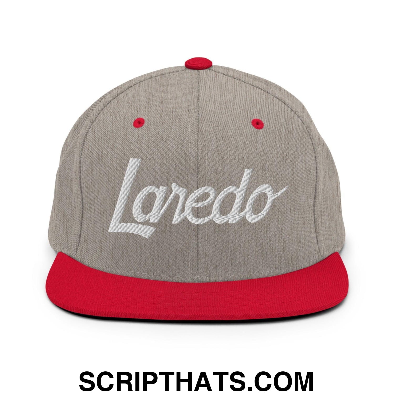 Laredo Script Snapback Hat Heather Grey Red