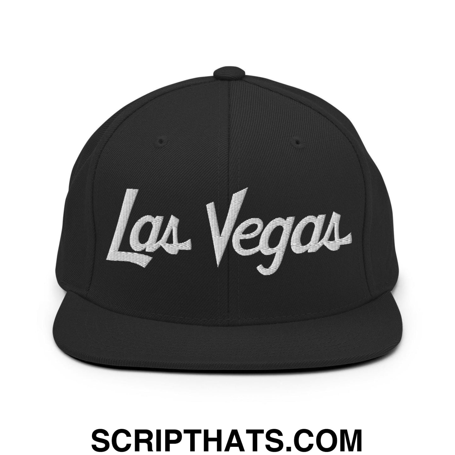 Las Vegas Script Snapback Hat Black